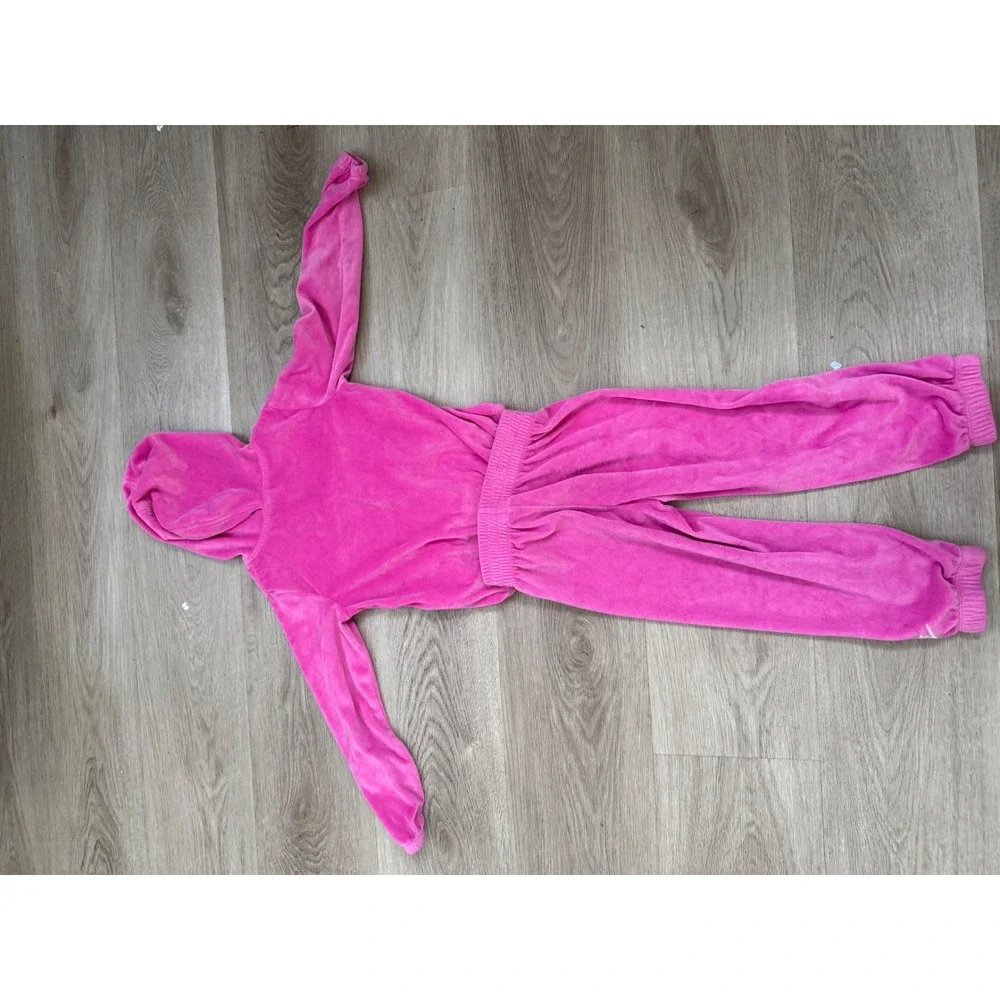 Nike Girls Pink Velour Tracksuit Set Full Zip Hoodie and Jogger Pants 2 Piece